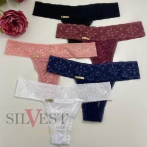 Kit com 5 Calcinhas de Renda Premium | Tanga Fio Dandara
