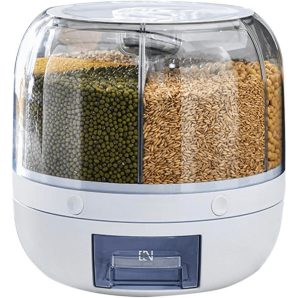 Dispenser Organizador de Alimentos Giratório com 6 Compartimentos para Grãos, Cereais
