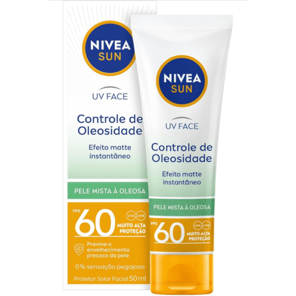 NIVEA SUN Protetor Solar Facial Beauty Expert Controle de Oleosidade FPS 60 50g