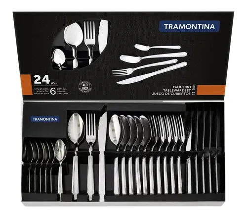 Jogo Talheres Faqueiro Búzios Aço Inox 24 Peças Tramontina