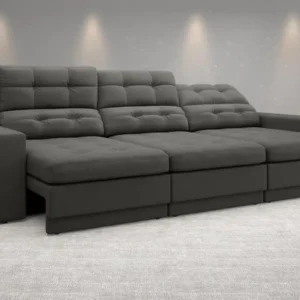 Sofá 4 Lugares Net Jobim Assento Retrátil e Reclinável Cinza 2,30m