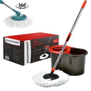 Mop Giratório Cabo Inox Limpeza Balde Esfregão 360 Powermaid Mop Universal