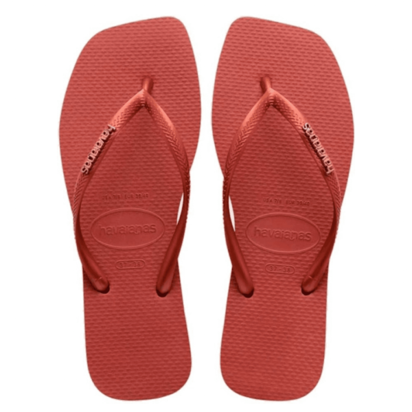 Havaianas Chinelo Slim Square Logo Metallic Feminino Pop Up Rose Gold - 39