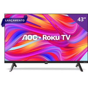 Smart TV 43" HD AOC Roku 43S5045/78G TV HDMI 1 USB Wifi Conversor Digital