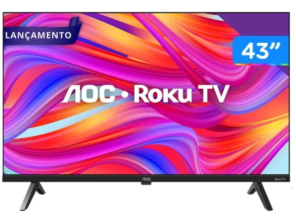 Smart TV 43" HD AOC Roku 43S5045/78G TV HDMI 1 USB Wifi Conversor Digital - Imagem 2