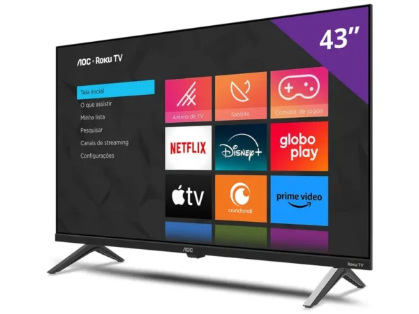 Smart TV 43" HD AOC Roku 43S5045/78G TV HDMI 1 USB Wifi Conversor Digital - Imagem 6