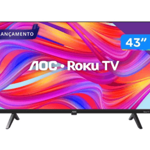 Smart TV 43" HD AOC Roku 43S5045/78G TV HDMI 1 USB Wifi Conversor Digital