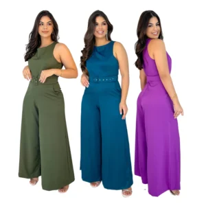 Macacão Pantalona Cinto Coberto