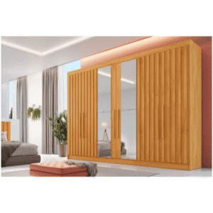 Guarda-roupa Casal com Espelho 6 Portas 6 Gavetas Móveis Europa Ripado Potente