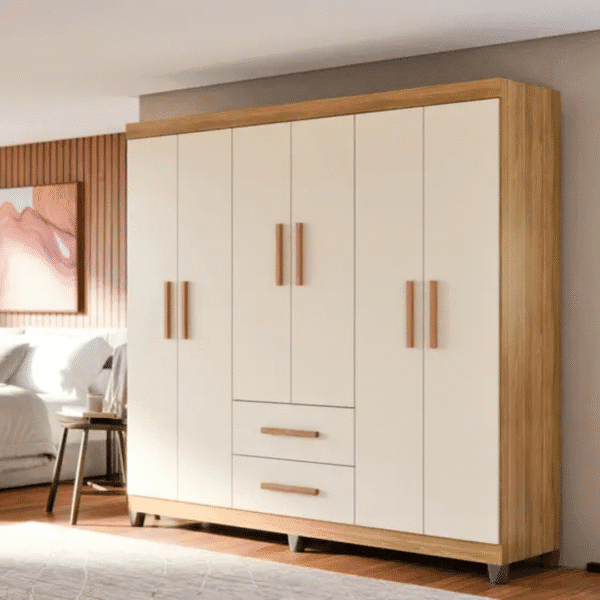 Guarda Roupa Casal 6 Portas 2 Gavetas Lite Amplo, Moderno e com Cabideiro