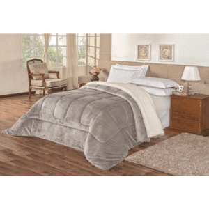 Ofertas da Amazon 40 Coberdrom Sherpa Edredom Dupla Face Cobertor Manta Felpuda Liso Cama Casal Queen Cinza