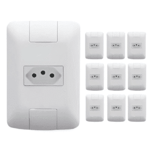 Kit com 10 Conjuntos Tomada Simples 10A 4x2 Aria Tramontina