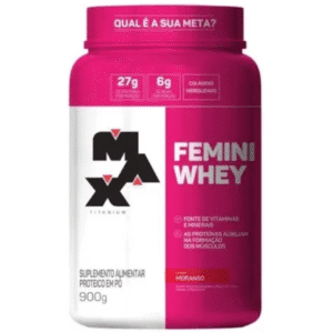 Suplemento En Pó Max Titanium Proteínas De Femini Whey Sabor Morango X 900g