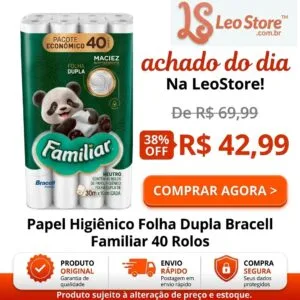 Papel Higiênico Folha Dupla Bracell Familiar 40 Rolos