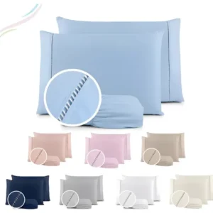 Jogo De Lençol Casal Padrão Cama Box Ponto Palito 200 Fios Cor Azul-claro Desenho do tecido Liso