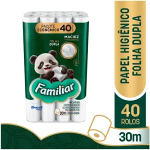 Papel Higiênico Folha Dupla Bracell Familiar 40 Rolos 30m
