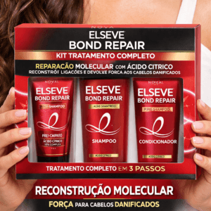 L'Oréal Paris Elseve Bond Repair Kit Tratamento Completo Reparação Molecular com Ácido Cítrico, Reconstrói Ligações e Devolve Força aos Cabelos Danificados (Pré-Shampoo +...
