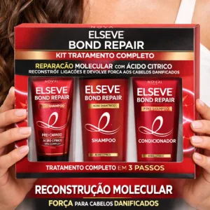 L'Oréal Paris Elseve Bond Repair Kit Tratamento Completo Reparação Molecular com Ácido Cítrico, Reconstrói Ligações e Devolve Força aos Cabelos Danificados (Pré-Shampoo +...