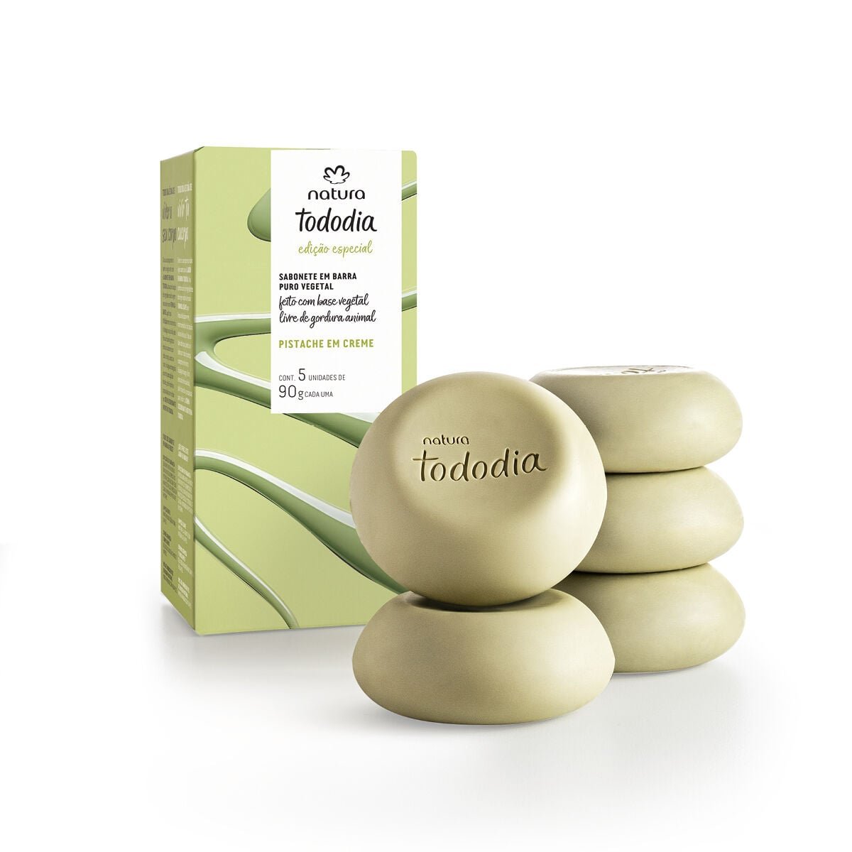 Sabonete em Barra Puro Vegetal Tododia Pistache em Creme 5 un de 90 g cada 1 Sabonete em Barra Puro Vegetal Tododia Pistache em Creme 5 un de 90 g cada